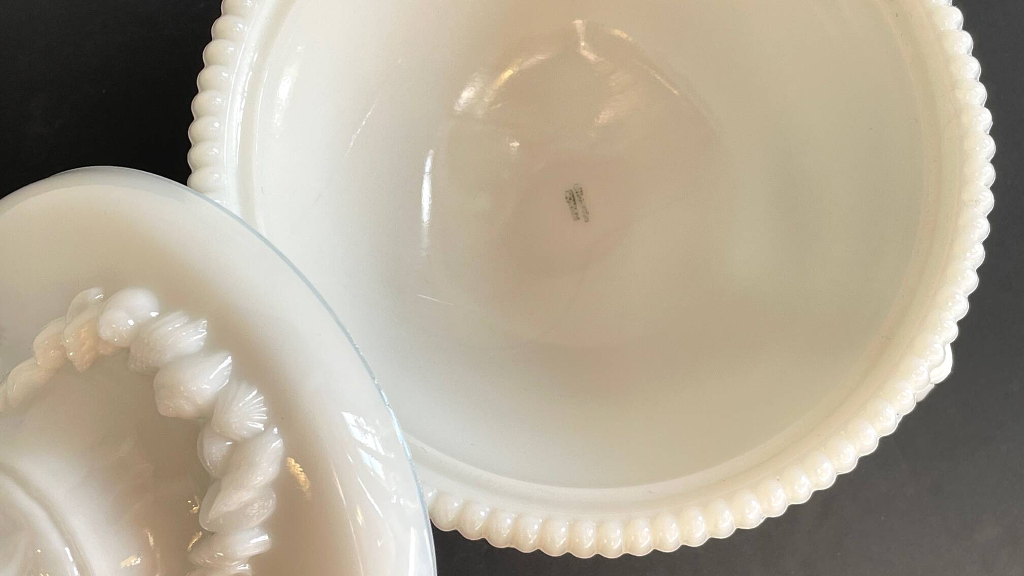 Vintage opaline glass candy dish