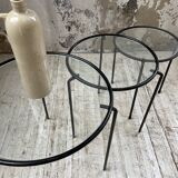 1950s metal and glass nesting coffee tables