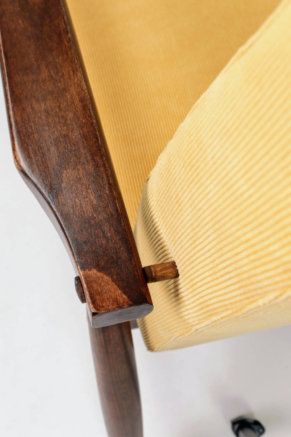 Scandinavian armchair retro yellow corduroy design by H.Lis
