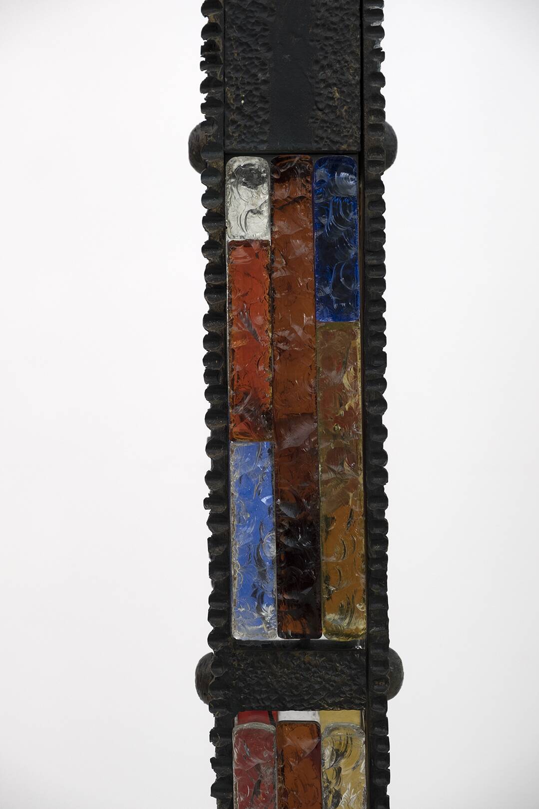 Poliarte Brutalist Italian Wrought Iron and Color Raw Glass Floor Lamp, 60