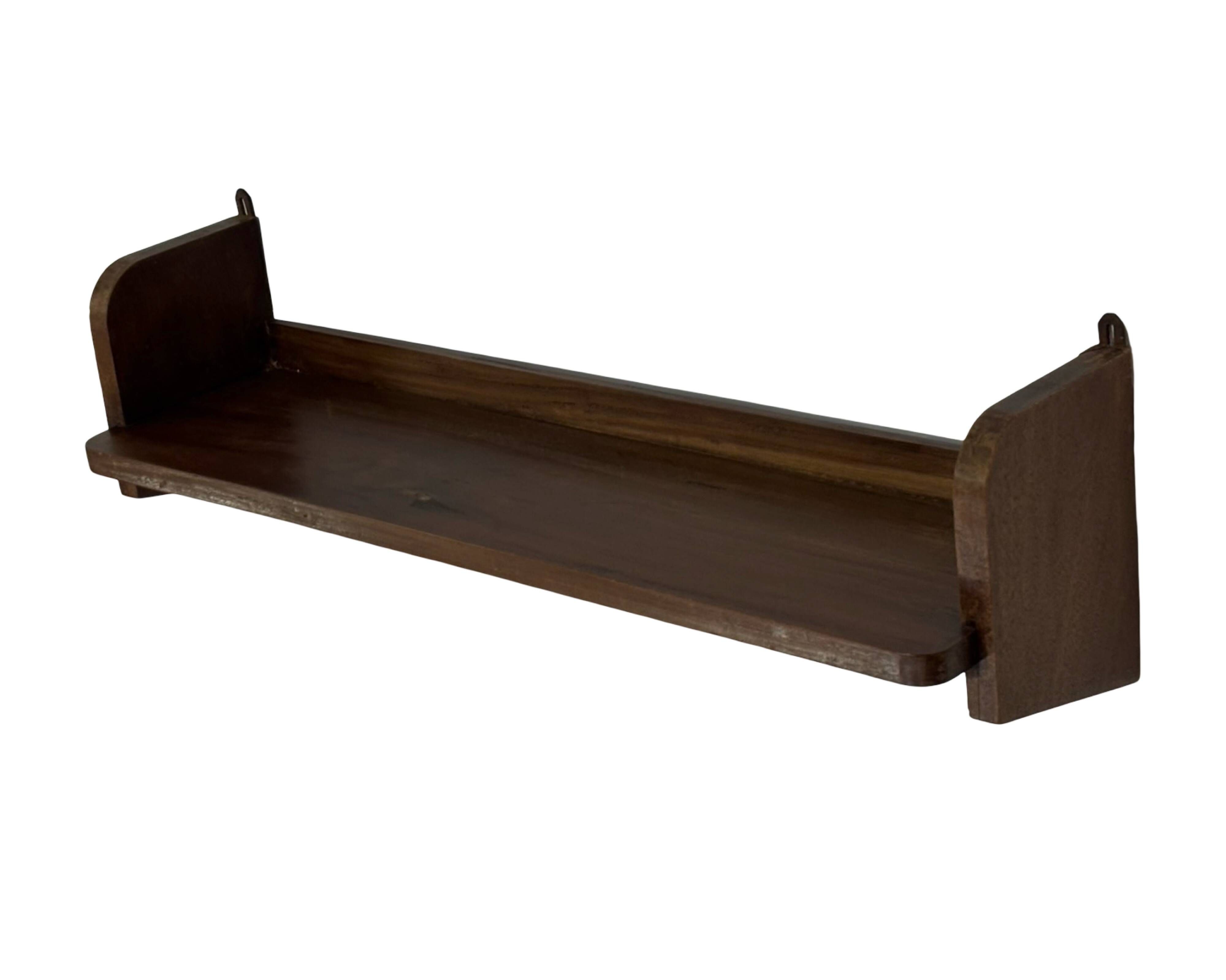 Vintage wooden wall shelve rack bookshelf in oak wood minimalist