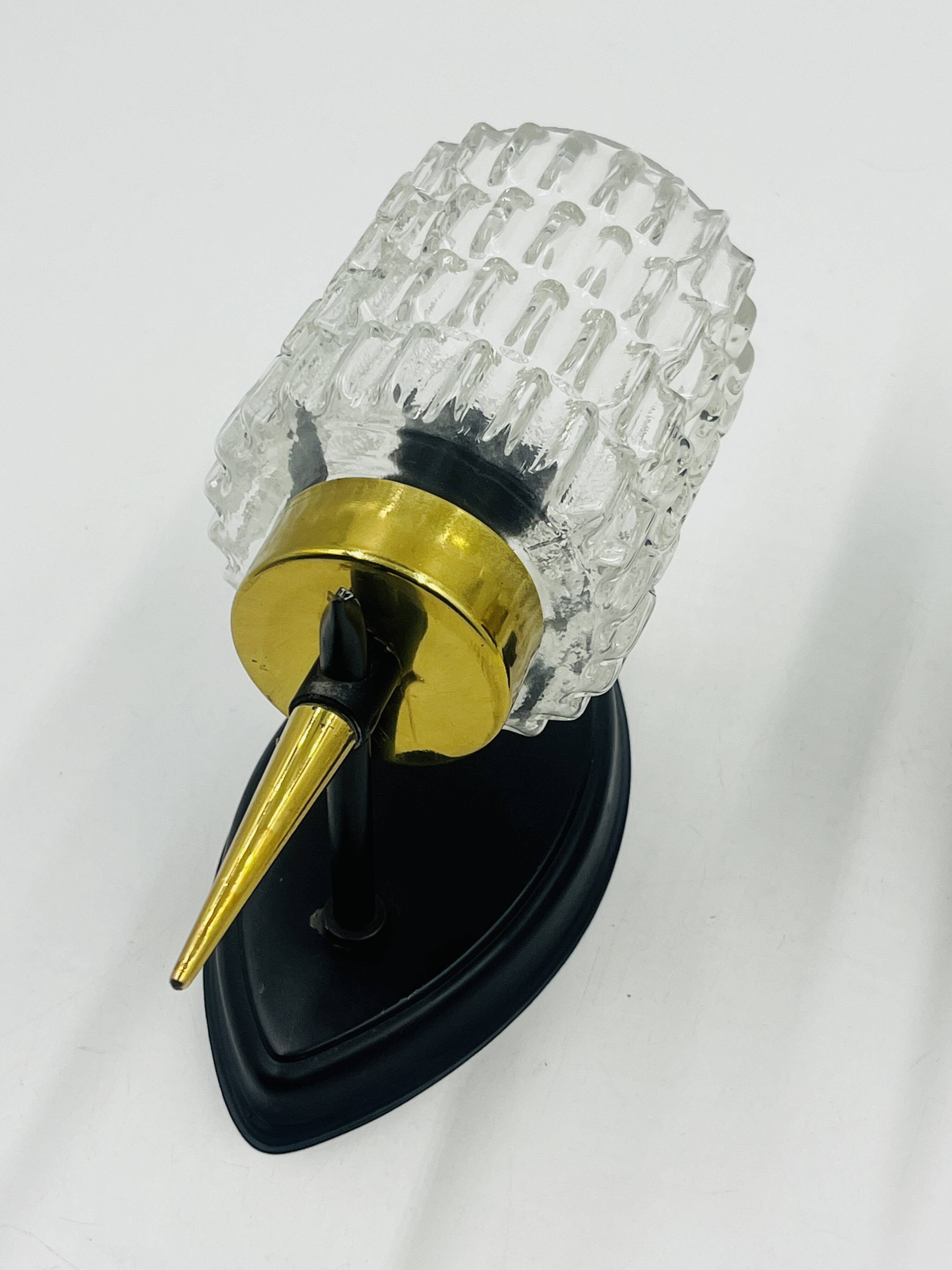 Pair of vintage wall lights with textured glass, attributed to Maison Arlus.