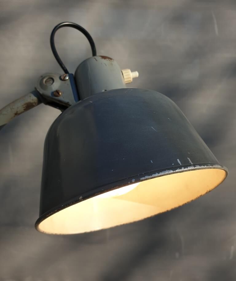 Workshop accordion lamp grey metal