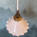 Tulip lamp in opaline and brass