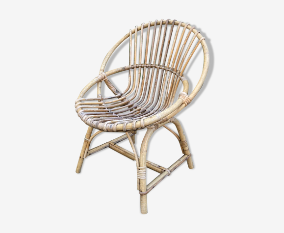Fauteuil en rotin pour enfant vintage