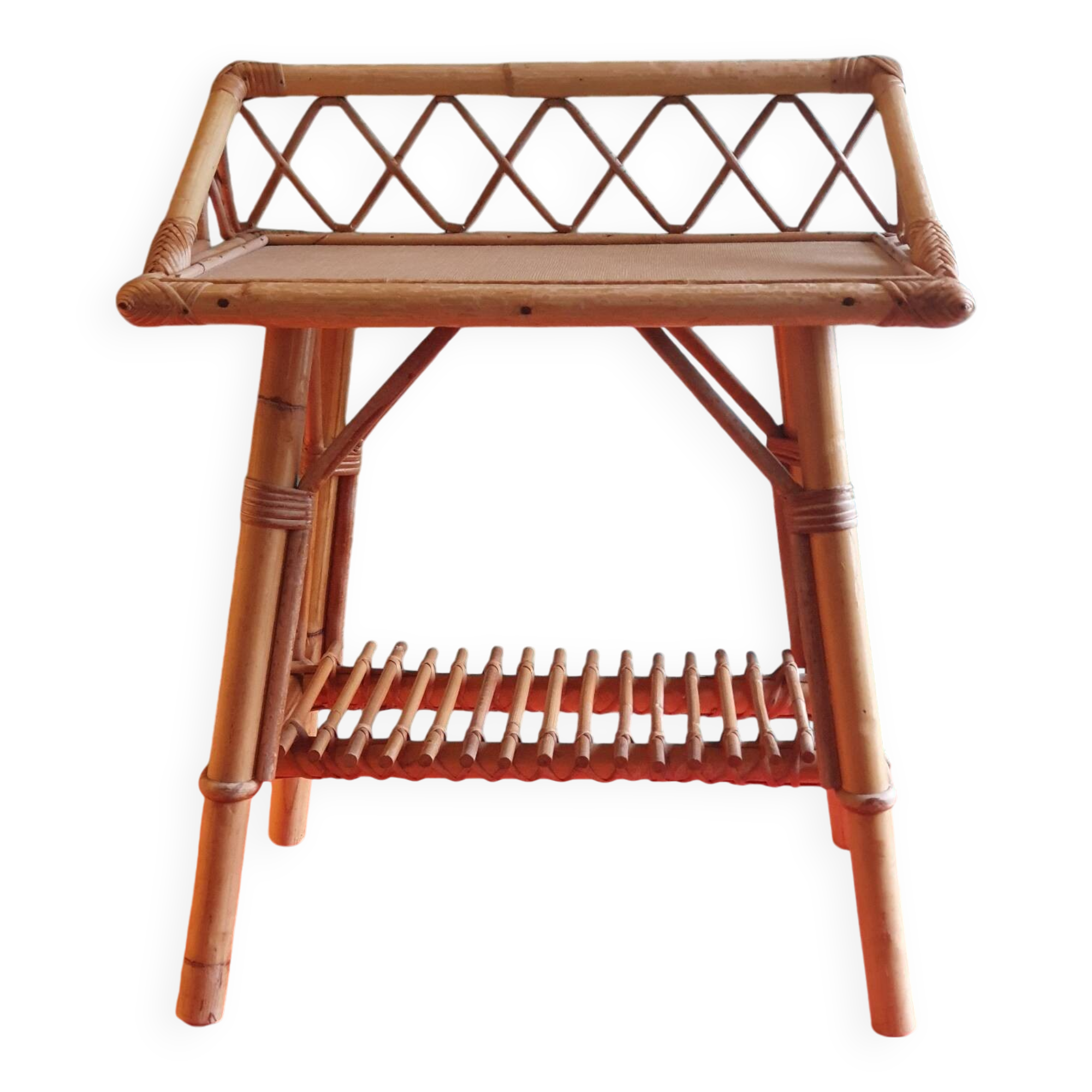 Rattan serving trolley