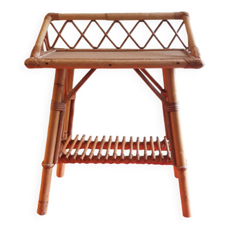 Rattan serving trolley