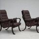 1970s, Scandinavian vintage design, armchair, brown leather, bent wood.