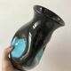 free-form design vase in black and blue ceramic from the 70s