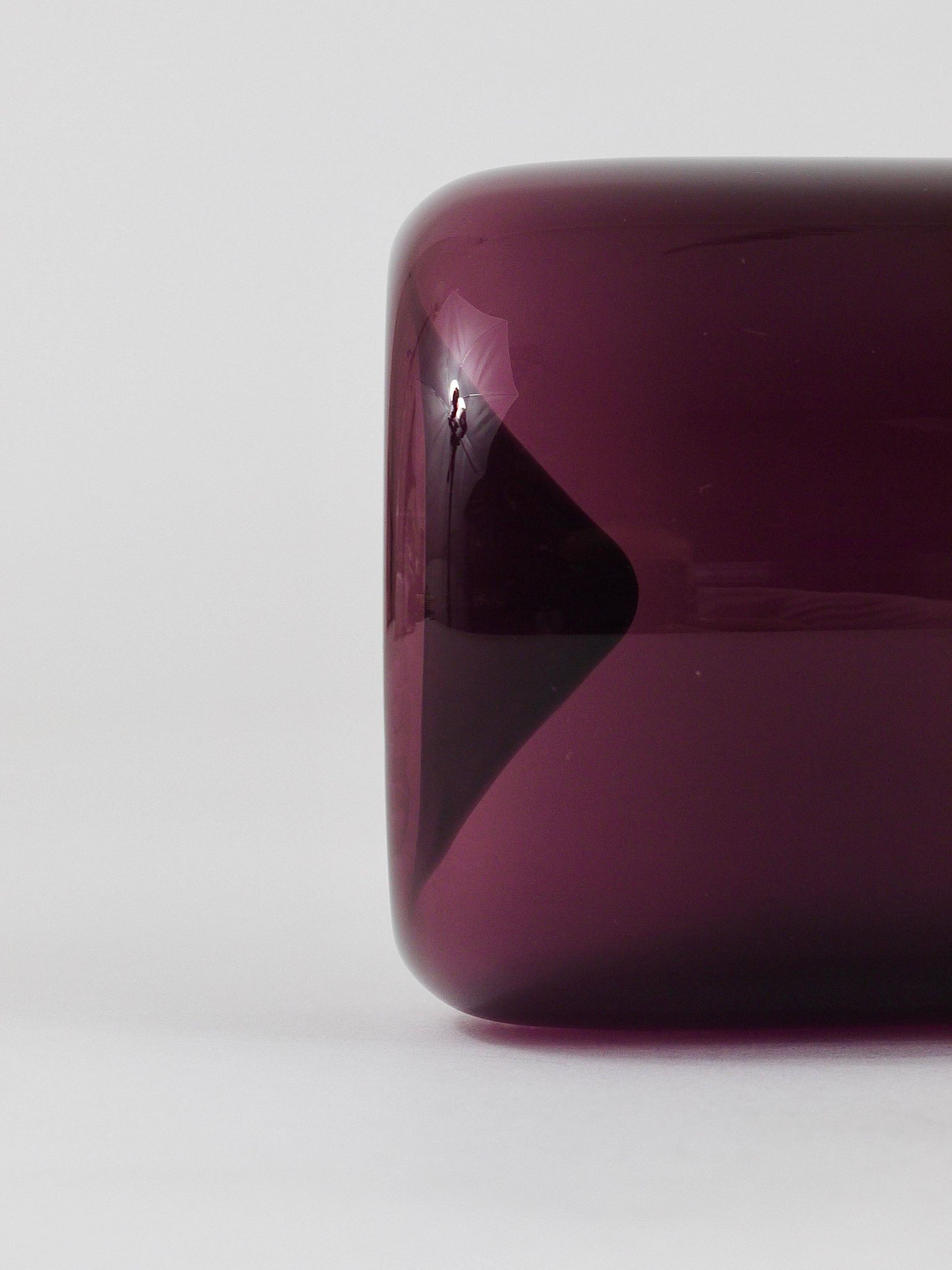 Glass vase signed Purple Timo Sarpaneva Pullo Bird Bottle, Iittala, Finland.