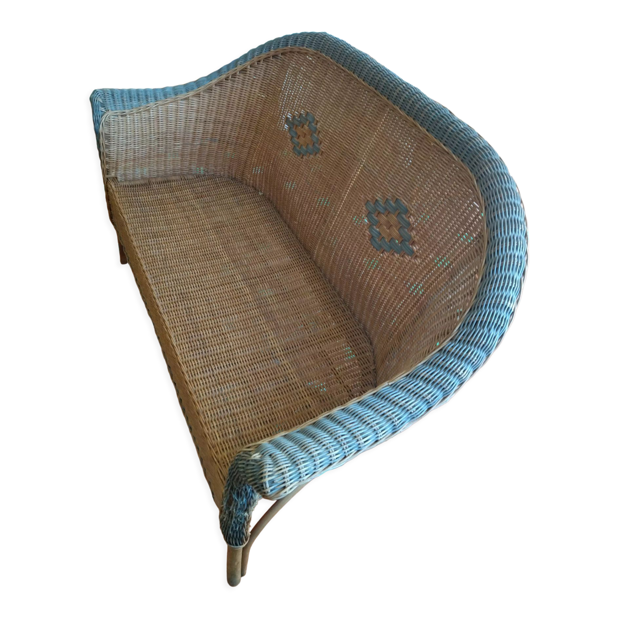 Sofa bench. Vintage rattan