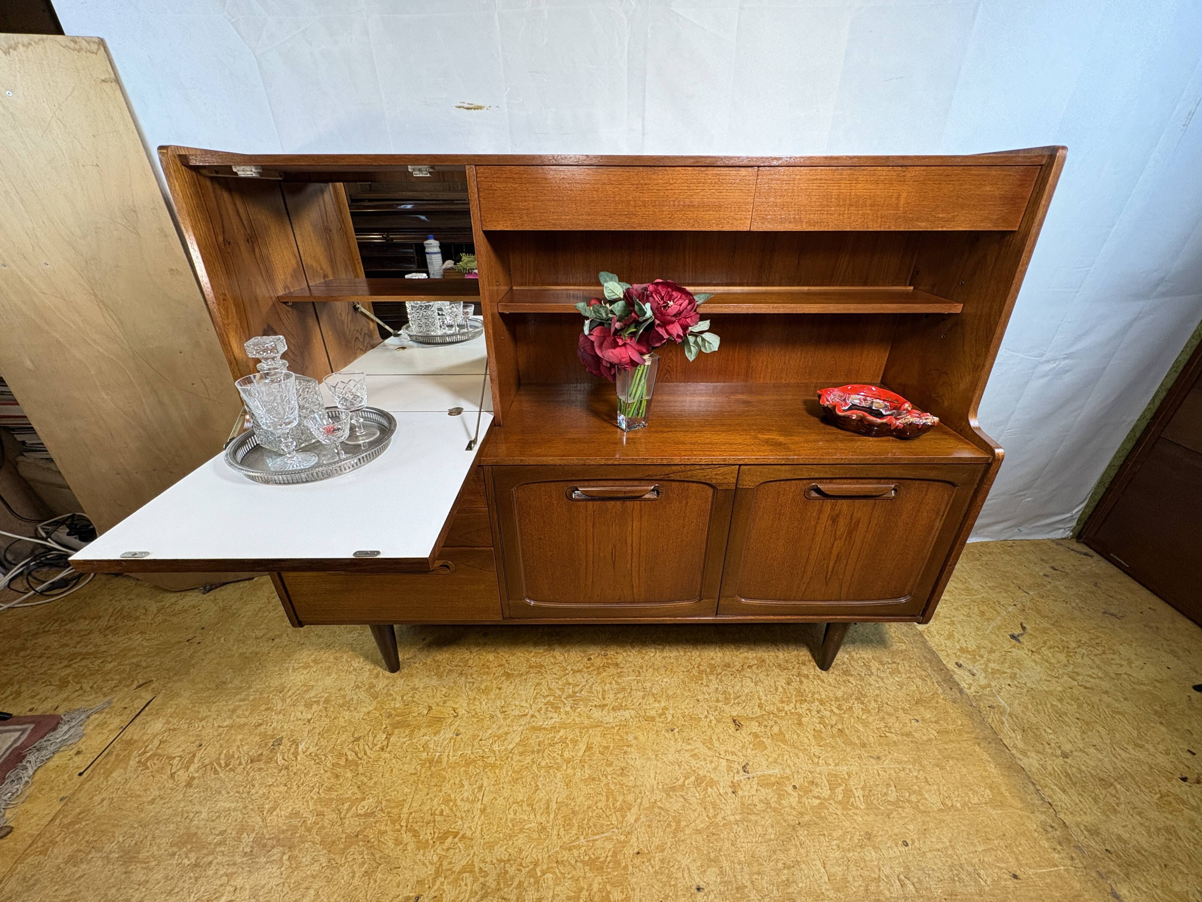 Mid-Century Retro Vintage Stonehill Stateroom Teak Highboard  1960 Danish D