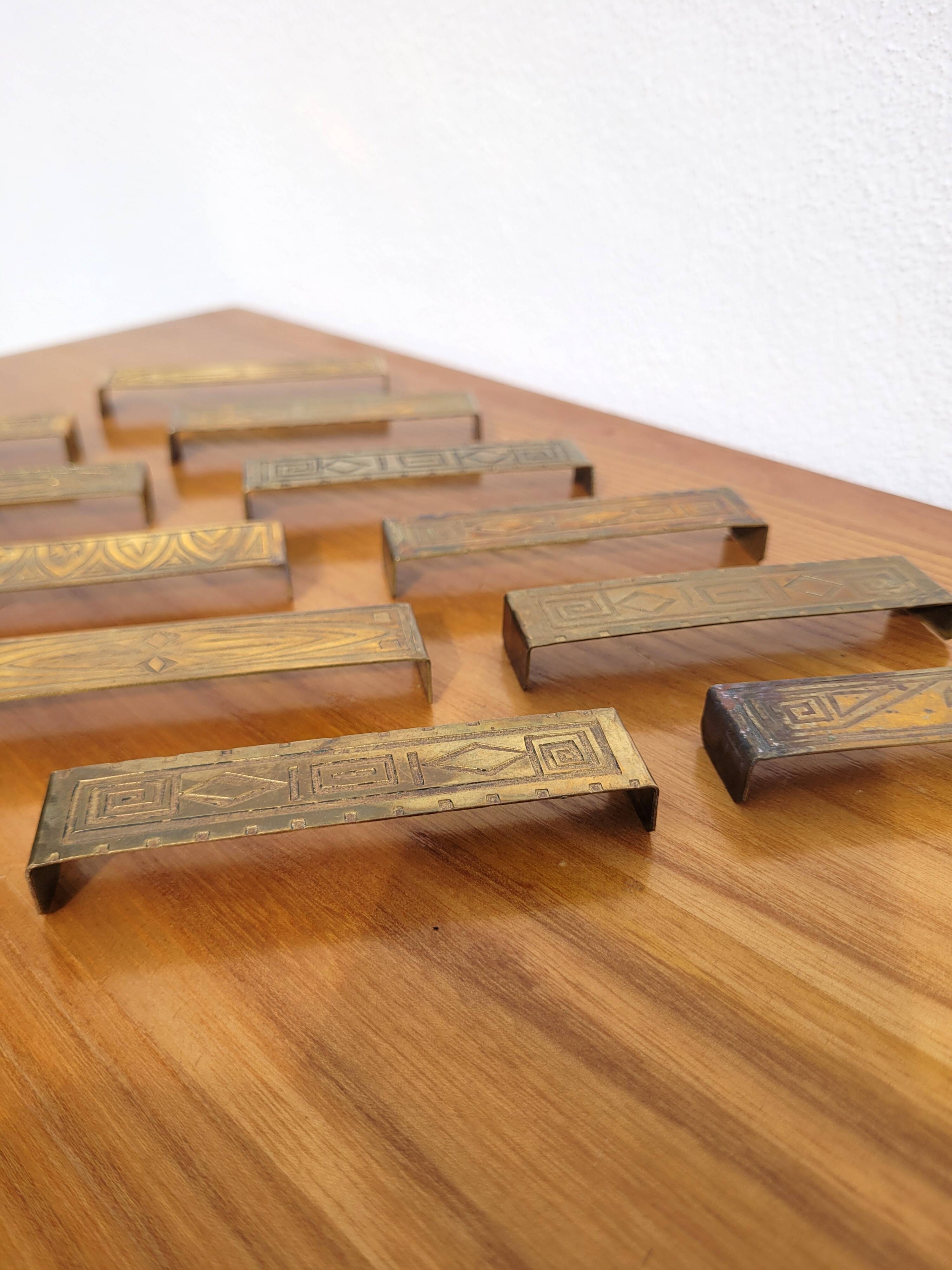 Art Deco style gold knife holder set