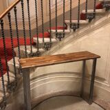 Console in solid acacia and steel legs