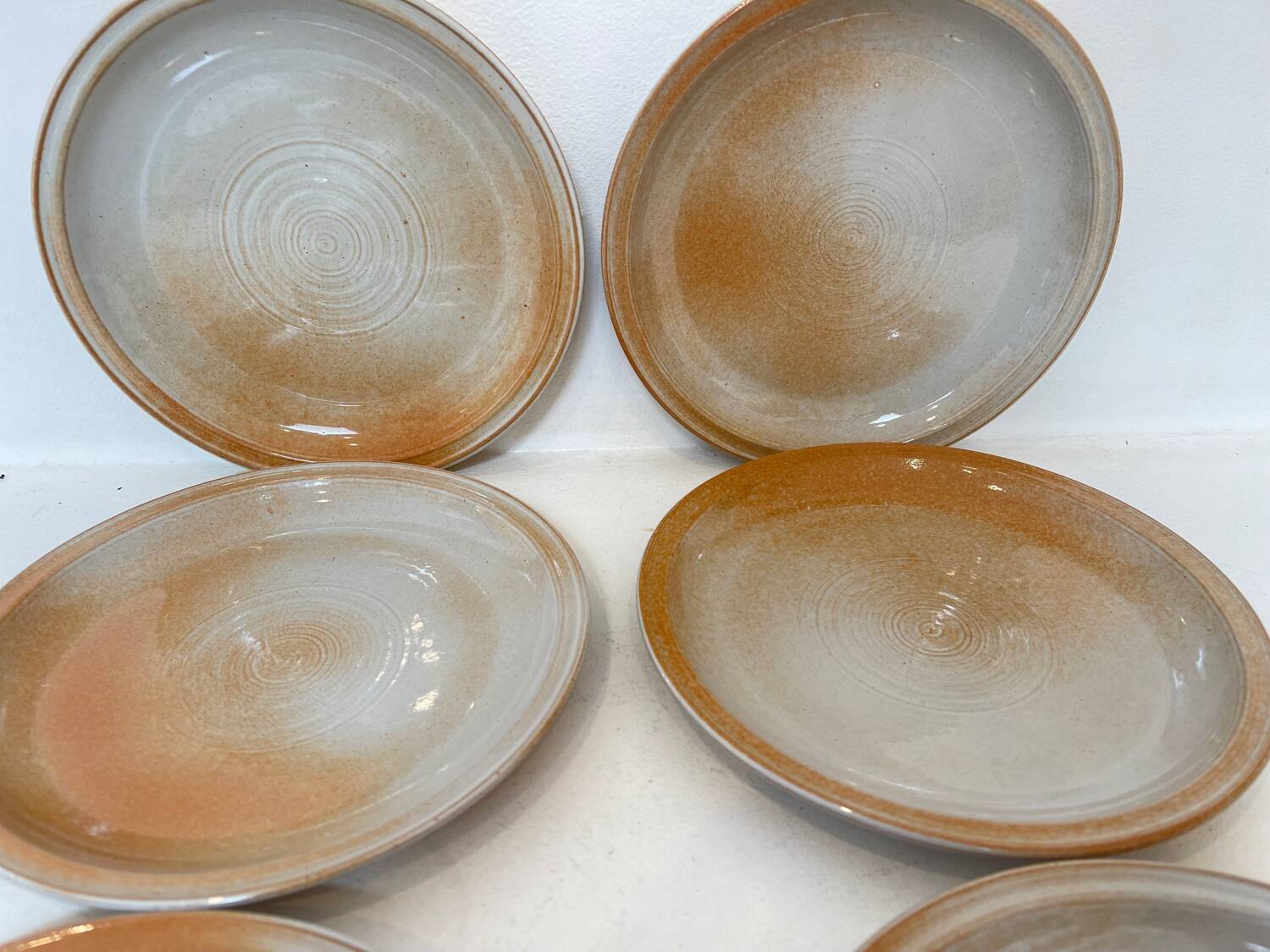 6 stoneware dessert plates, 1970
