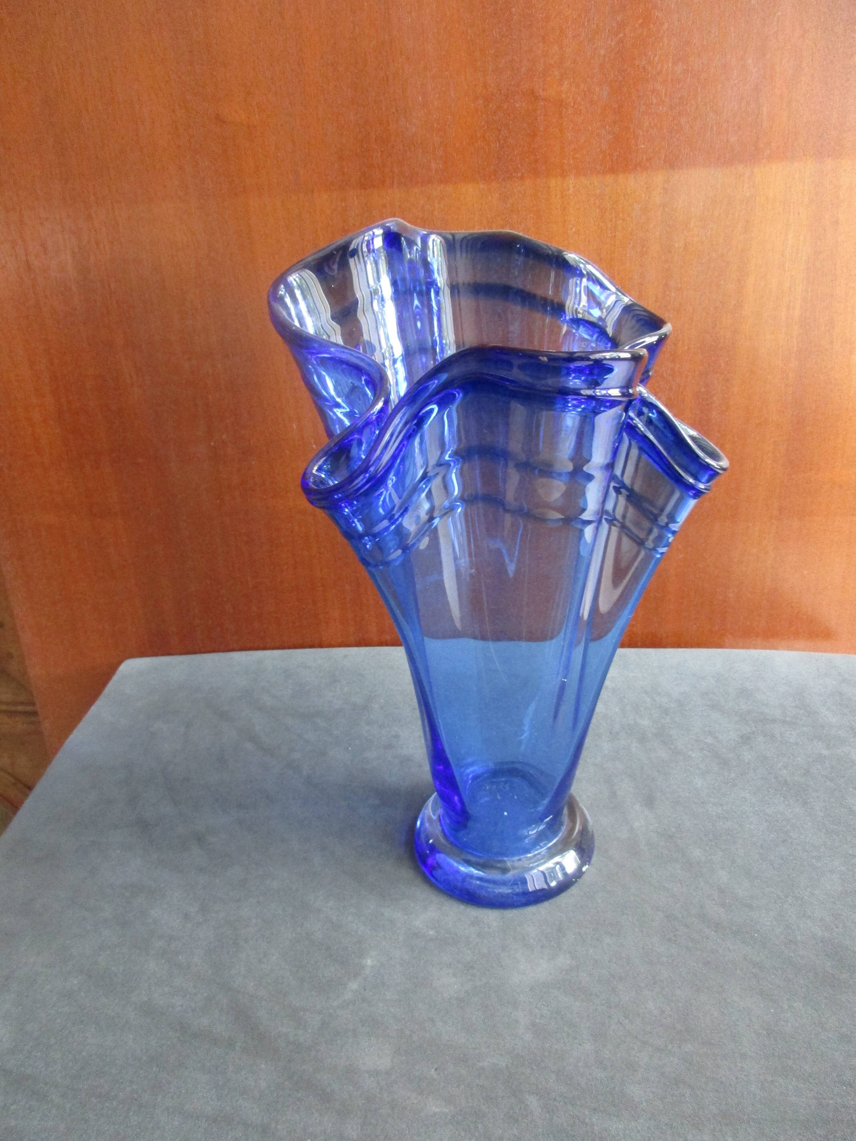 Blue glass vase