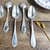 Set of 6 silver metal spoons