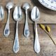 Set of 6 silver metal spoons