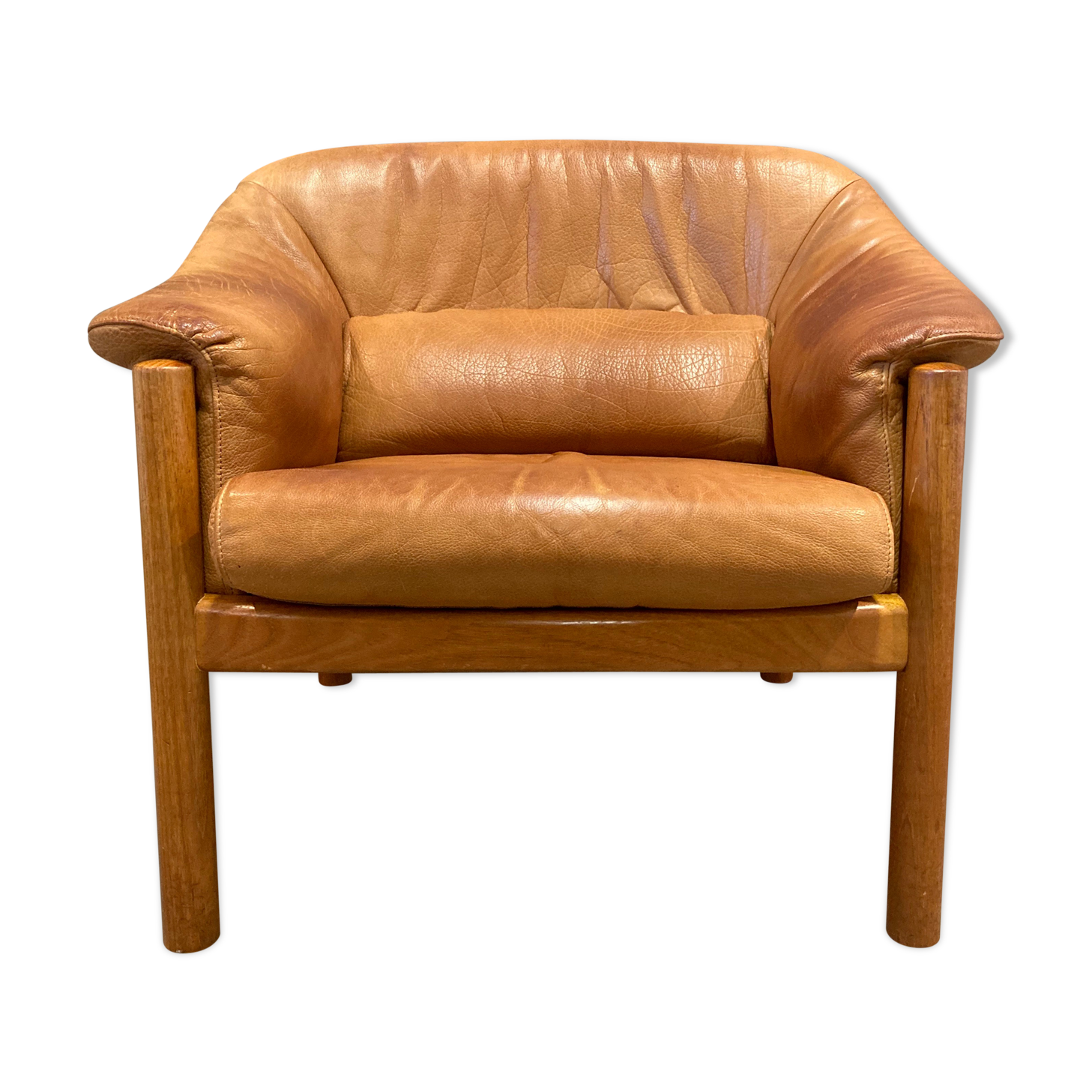 Scandinavian chair teak and leather design 1960