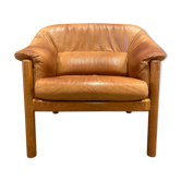 Fauteuil scandinave teck et cuir design 1960