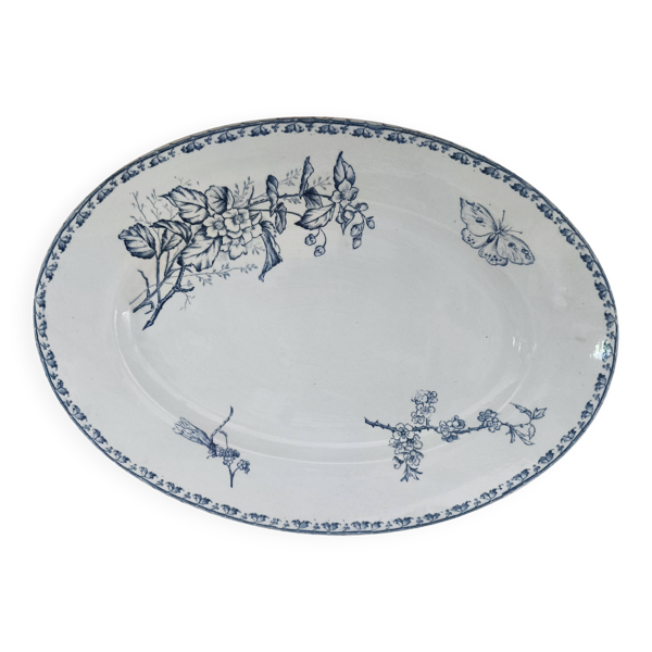 Grand plat ovale en faïence de Sarreguemines modèle Carmen