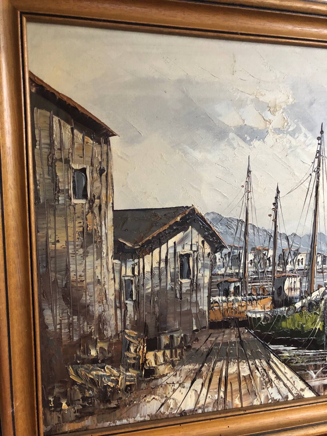 Marine painting boats in port