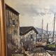 Marine painting boats in port