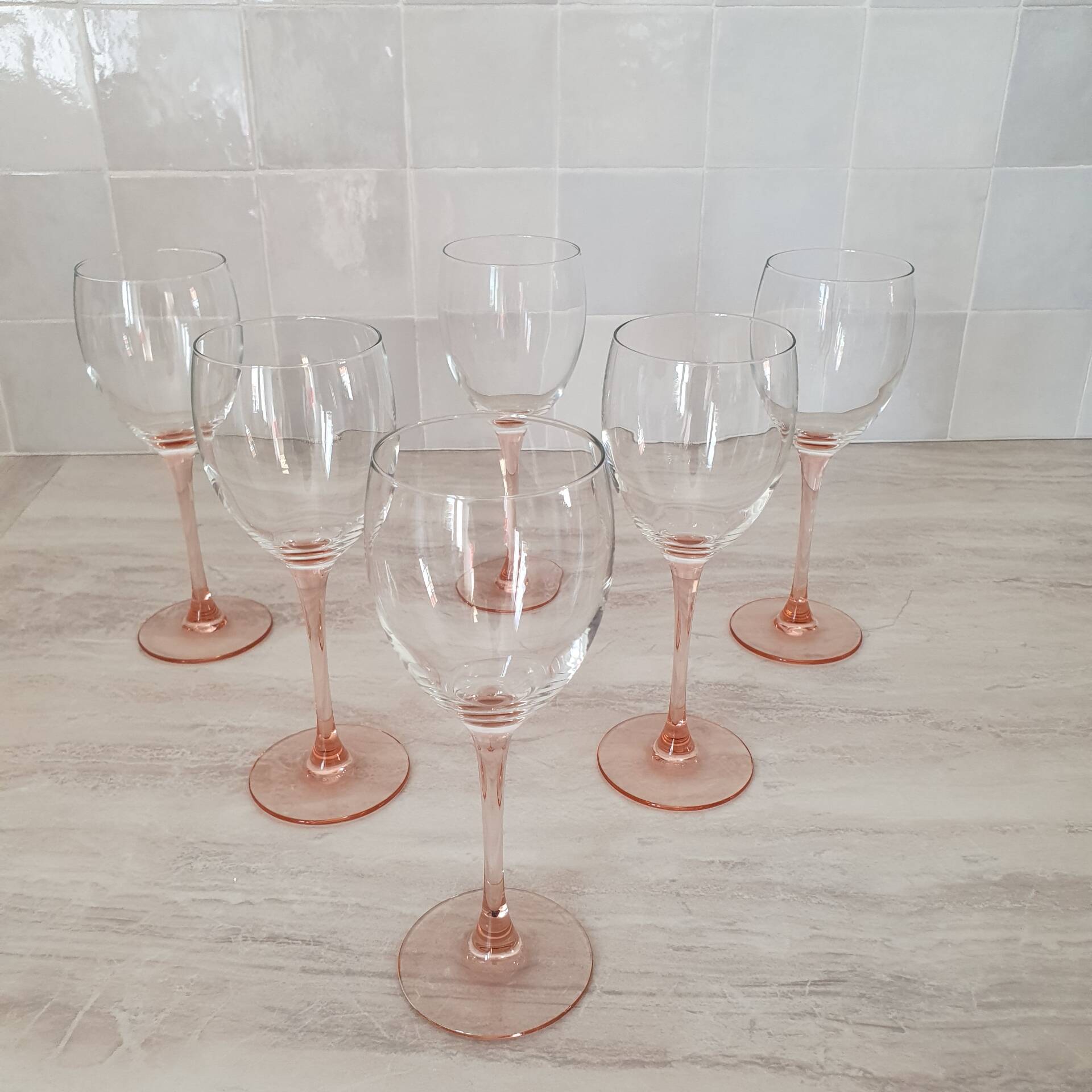 6 Verres à vin / verre à pied Rose