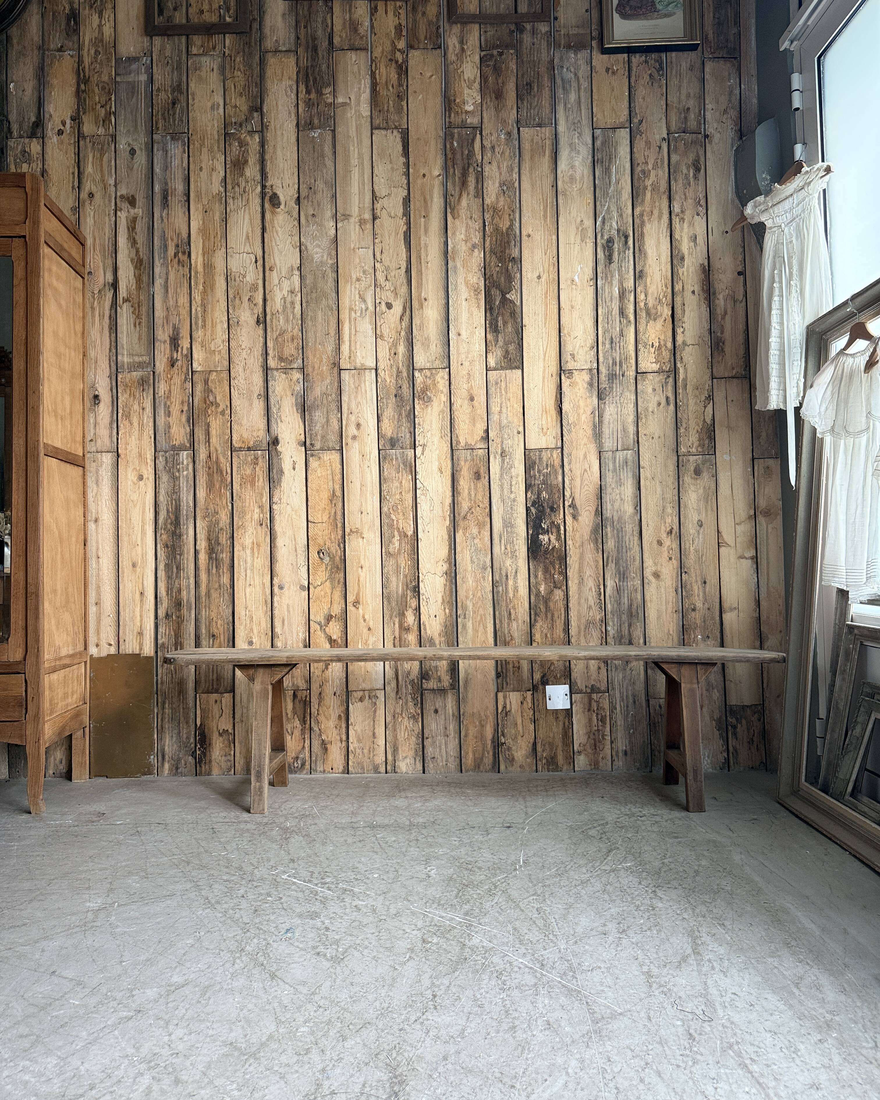 Old farmhouse bench in solid pine