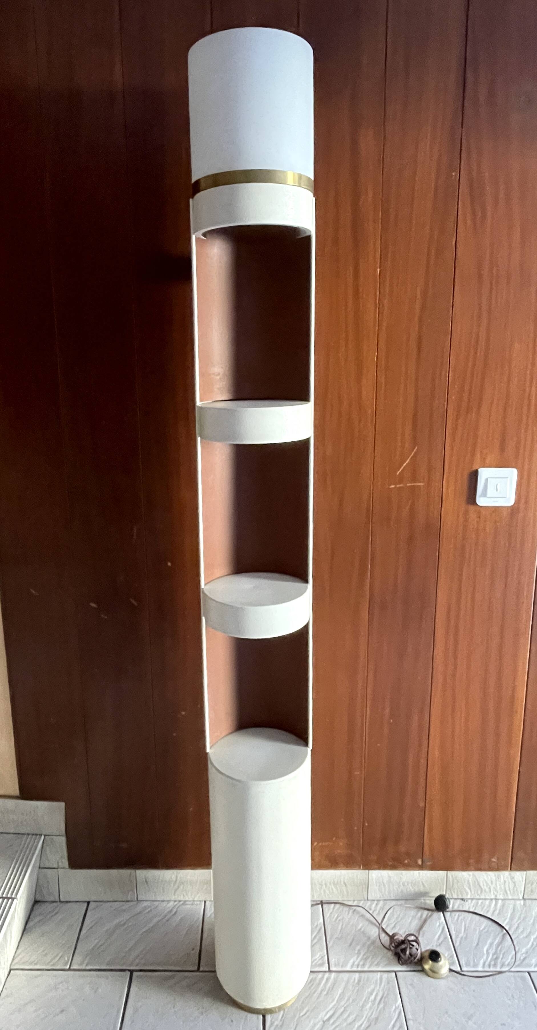 Perzel. Floor lamp / Light column forming shelves. Model No. 966