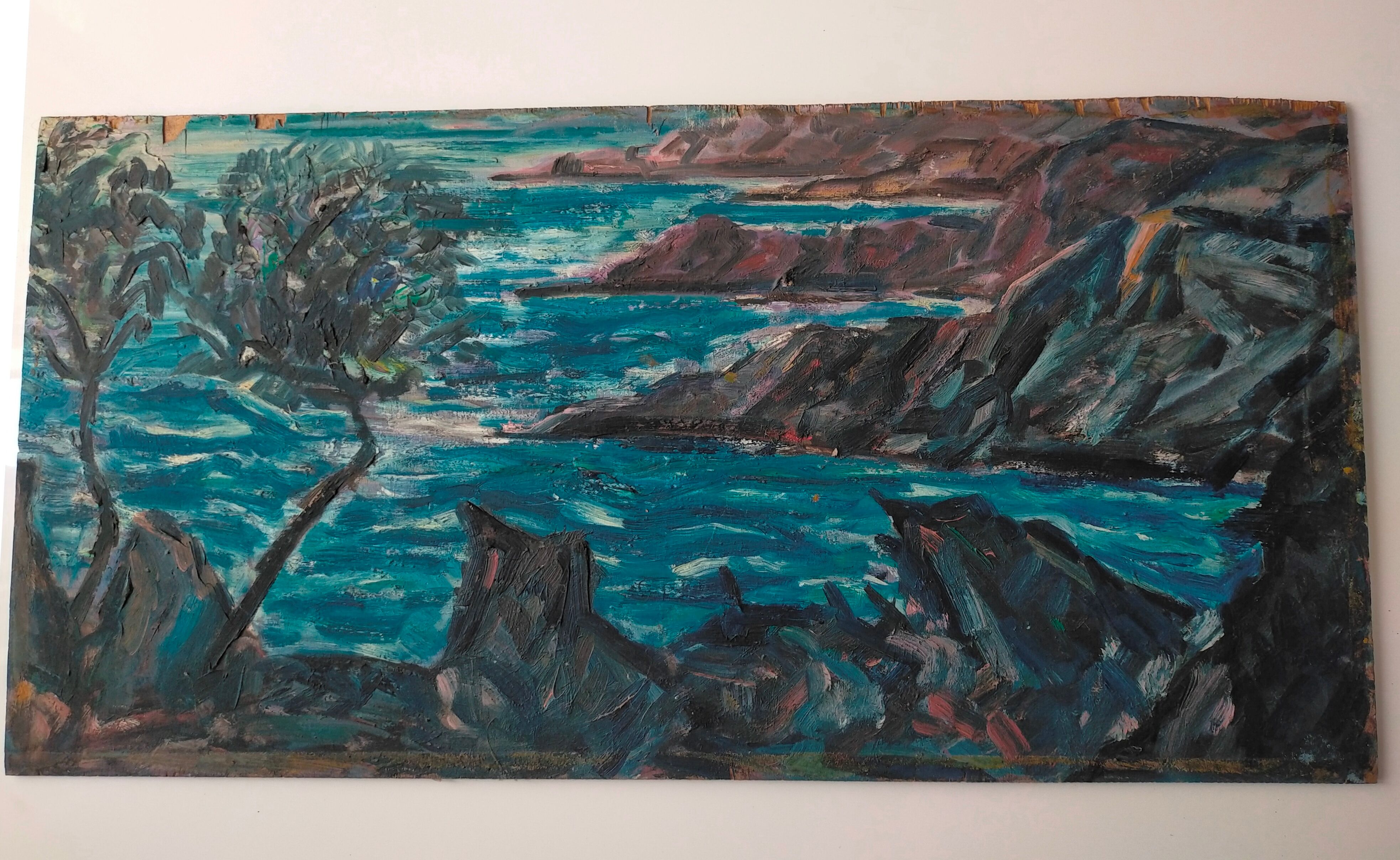 Oil on panel signed tourtet coastal landscape sailboat