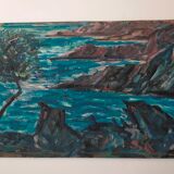 Oil on panel signed tourtet coastal landscape sailboat