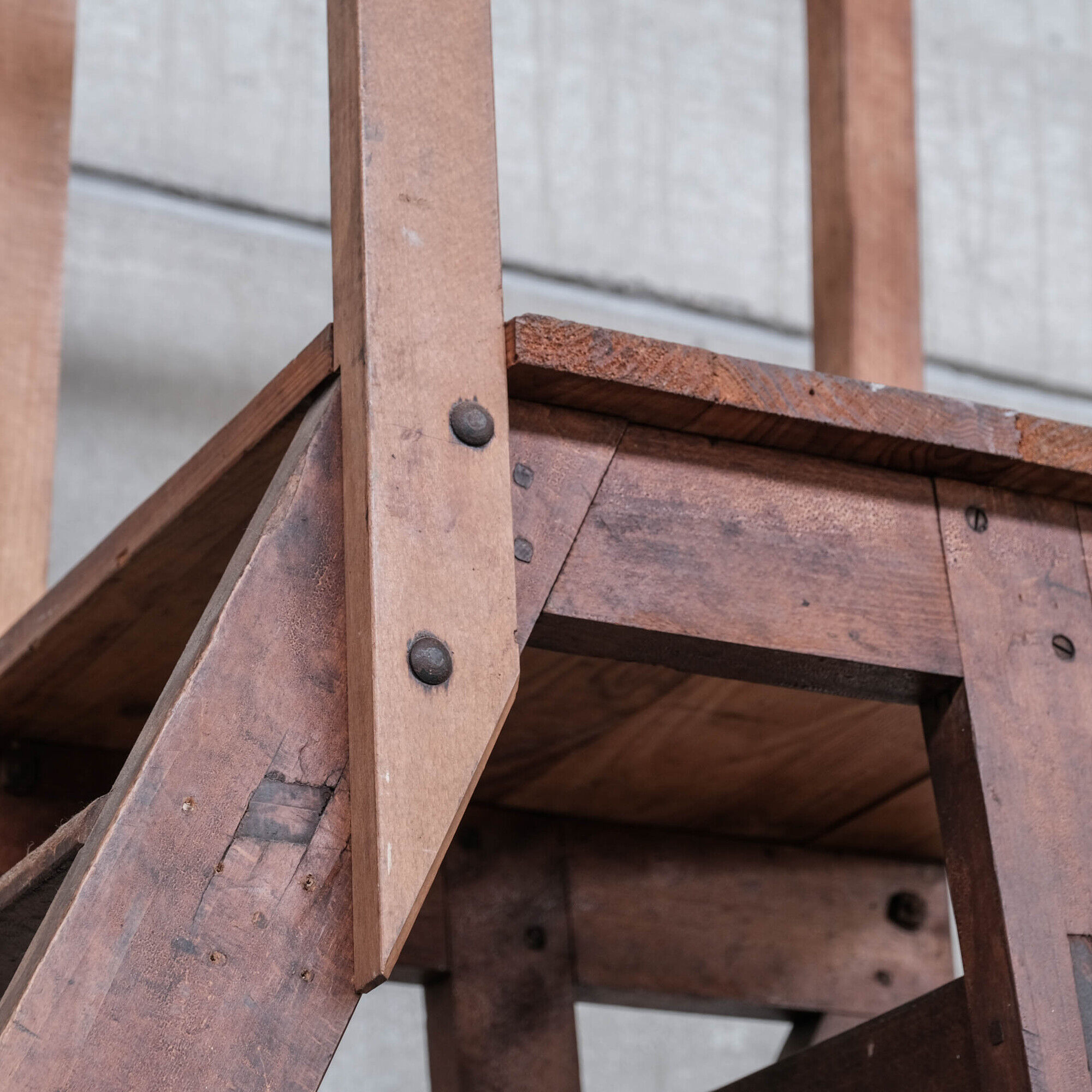 Antique industrial wooden french staircase