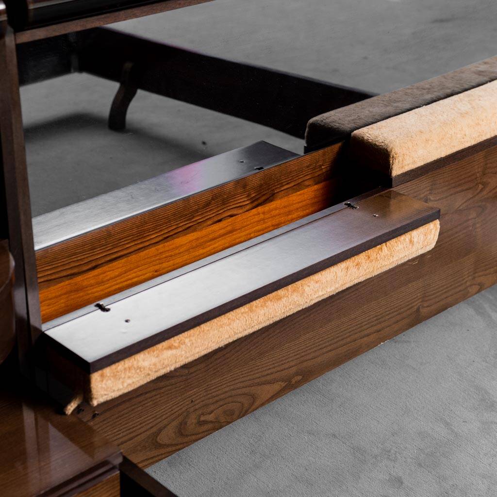 Letto matrimoniale legno tessuto anni ’70 vintage modernariato