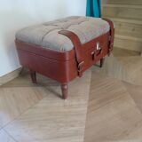 Unique-small vintage bench-ottoman-stool-colonial style - suitcase