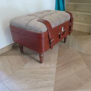 Unique-small vintage bench-ottoman-stool-colonial style - suitcase