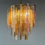 Oval-shaped Venetian chandelier in Murano glass, circa 1950, Venini