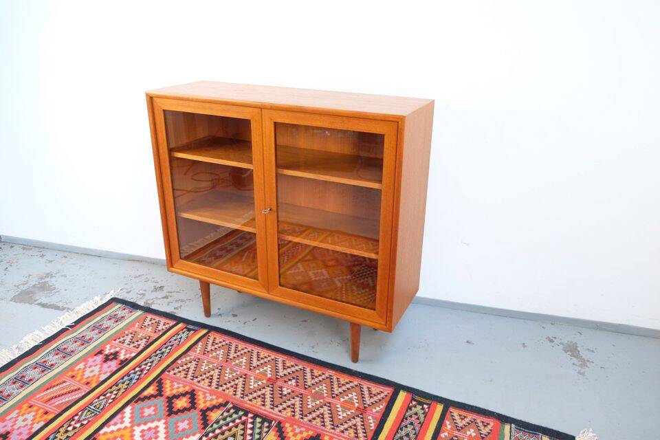 Commode vitrine WK style années 60, en teck, vintage rétro.