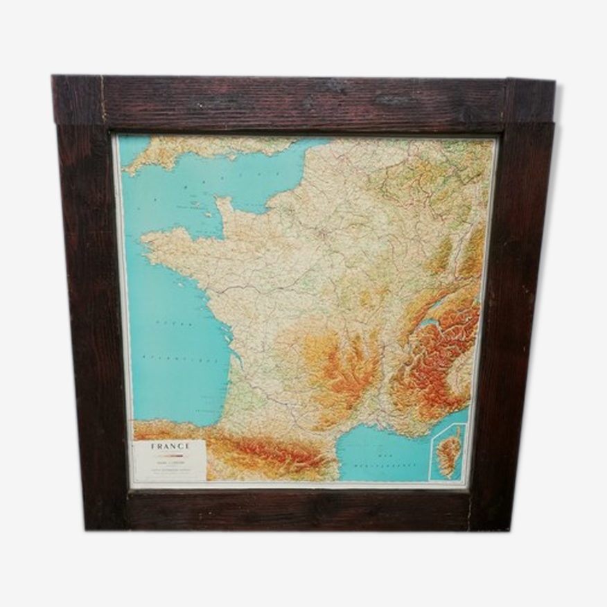 IGN carte de France vintage relief plastique 1960