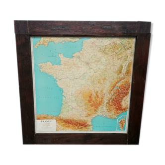 IGN map of France vintage relief plastic 1960