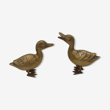 Pair of brass ducks