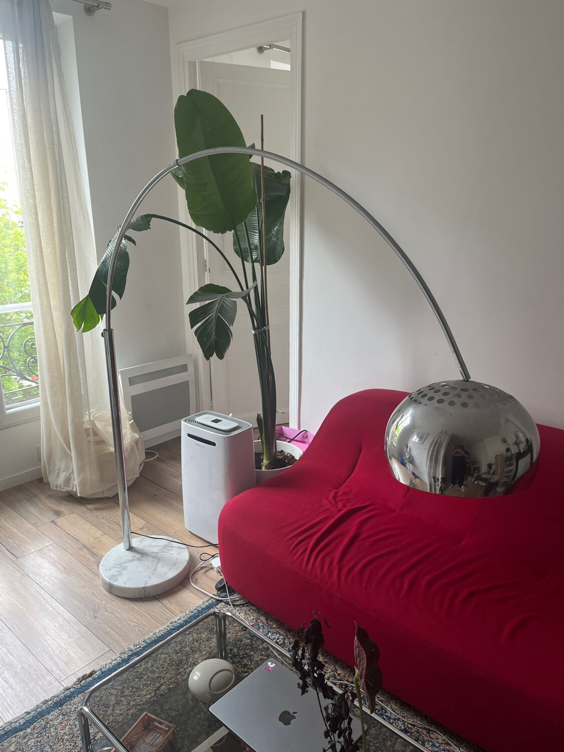 Arc floor lamp design with marble base BHV – contemporary style