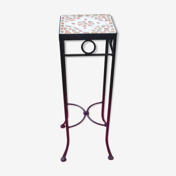 Wrought-iron saddle table, with marble top