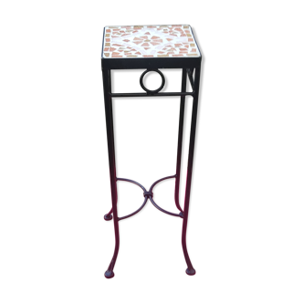 Wrought-iron saddle table, with marble top