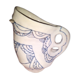 Zoomorphic pitcher in enamelled terracotta