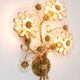 Ernst Palme Palwa Applique Murale Fleur en Laiton Doré et Cristal, Allemagne, Années 1970