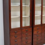 Large Antique Belgian Pitch Pine Apothecary Shop Cabinet / Vitrine, ca 1900