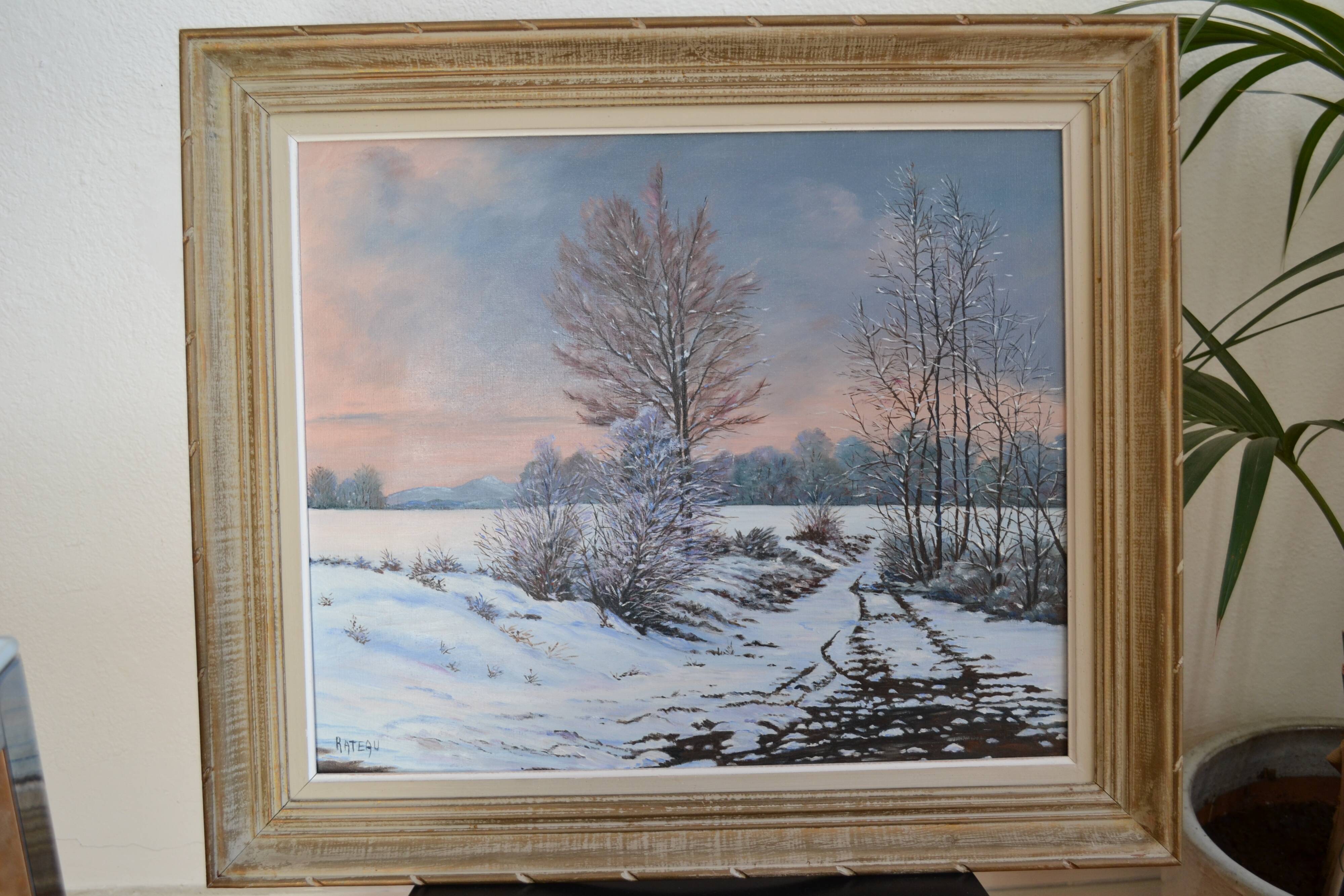 Rateau "Snowy landscape" framed HST painting
