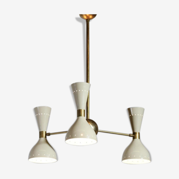 Italian Chandelier 3 Arms Ivory White