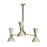 Lustre italien 3 bras blanc ivoire